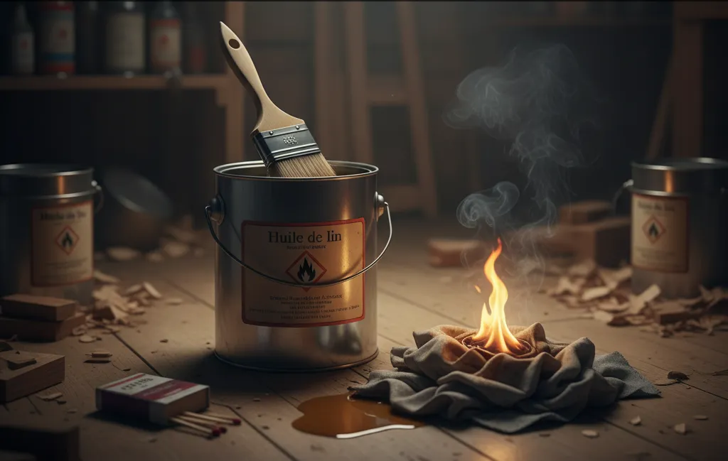 huile de lin bois danger