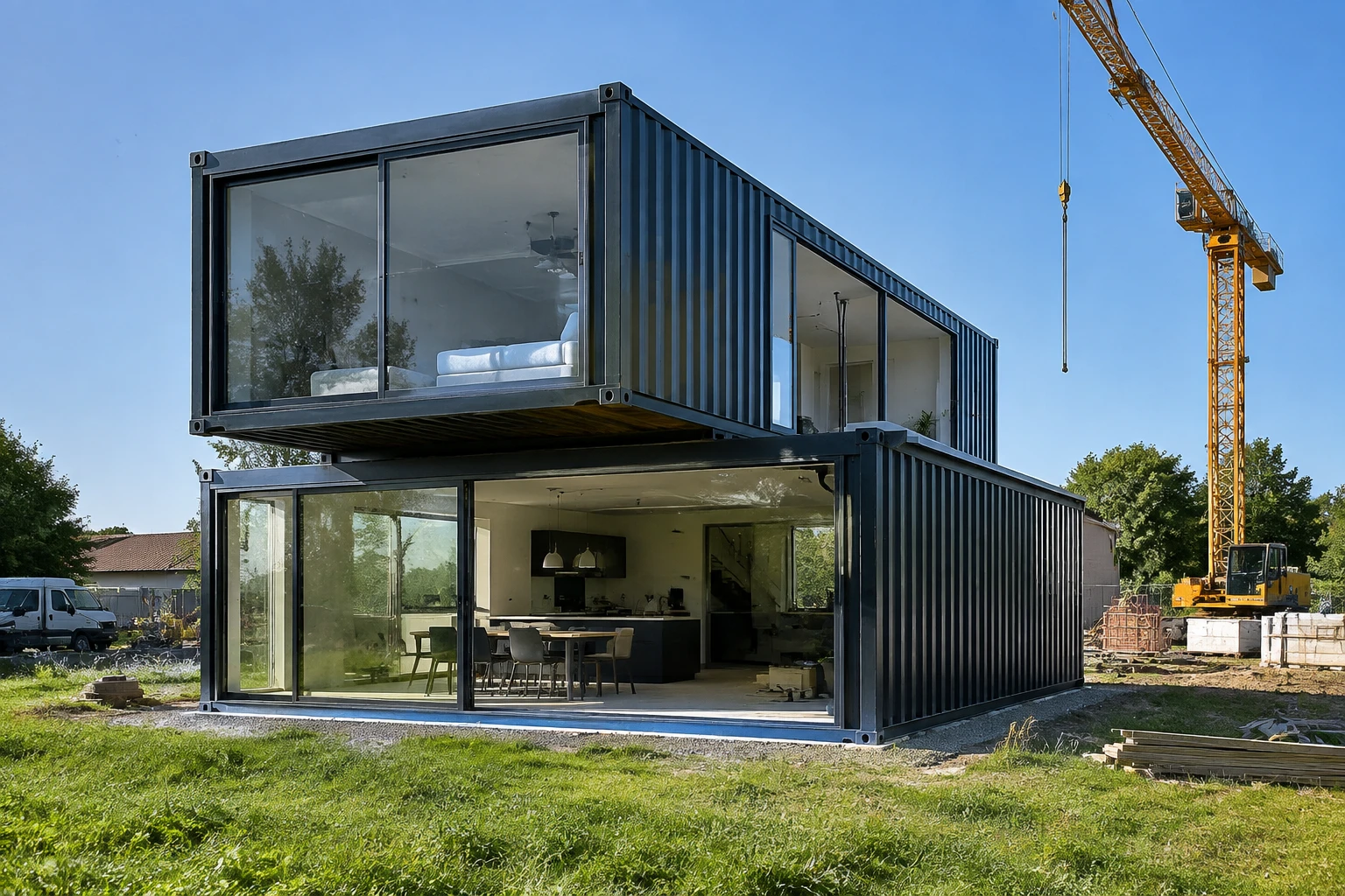Maison container prix : 1 400 à 3 000 €/m², terrain non inclus